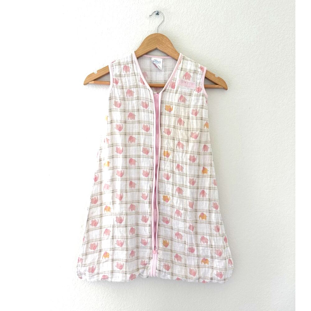 HALO SleepSack Muslin Pink & Yellow Elephants Size Medium 6–12 Months